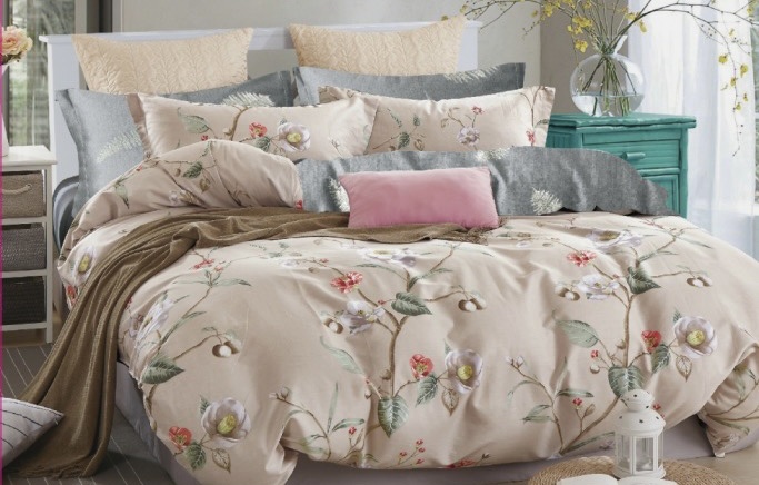 Housse de couette gris motif plumes – Image 17