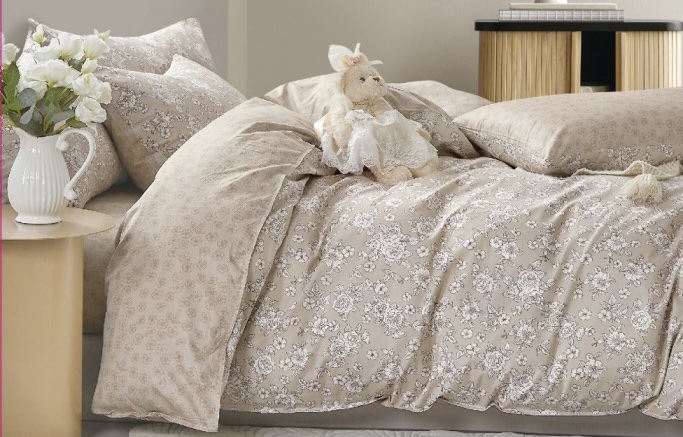 Housse de couette gris motif plumes – Image 13