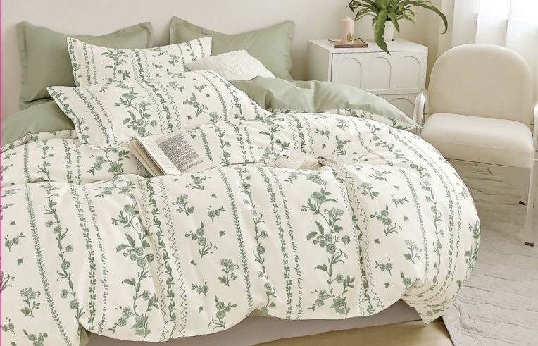 Housse de couette gris motif plumes – Image 12