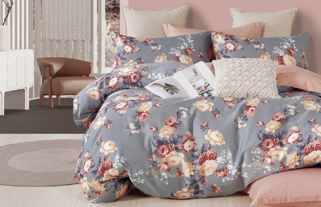 Housse de couette gris motif plumes – Image 11