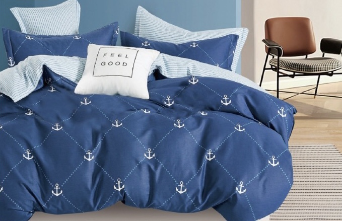 Housse de couette gris motif plumes – Image 6