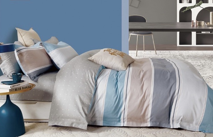 Housse de couette gris motif plumes – Image 5