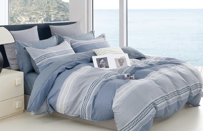 Housse de couette gris motif plumes – Image 4