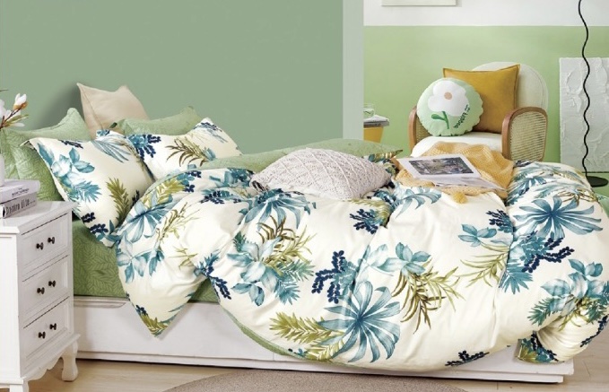Housse de couette gris motif plumes – Image 3