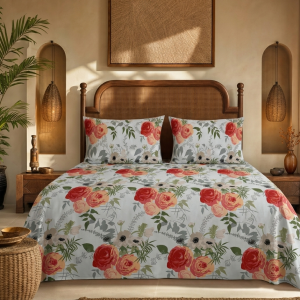 Parure de draps imprimé floral Roosmar